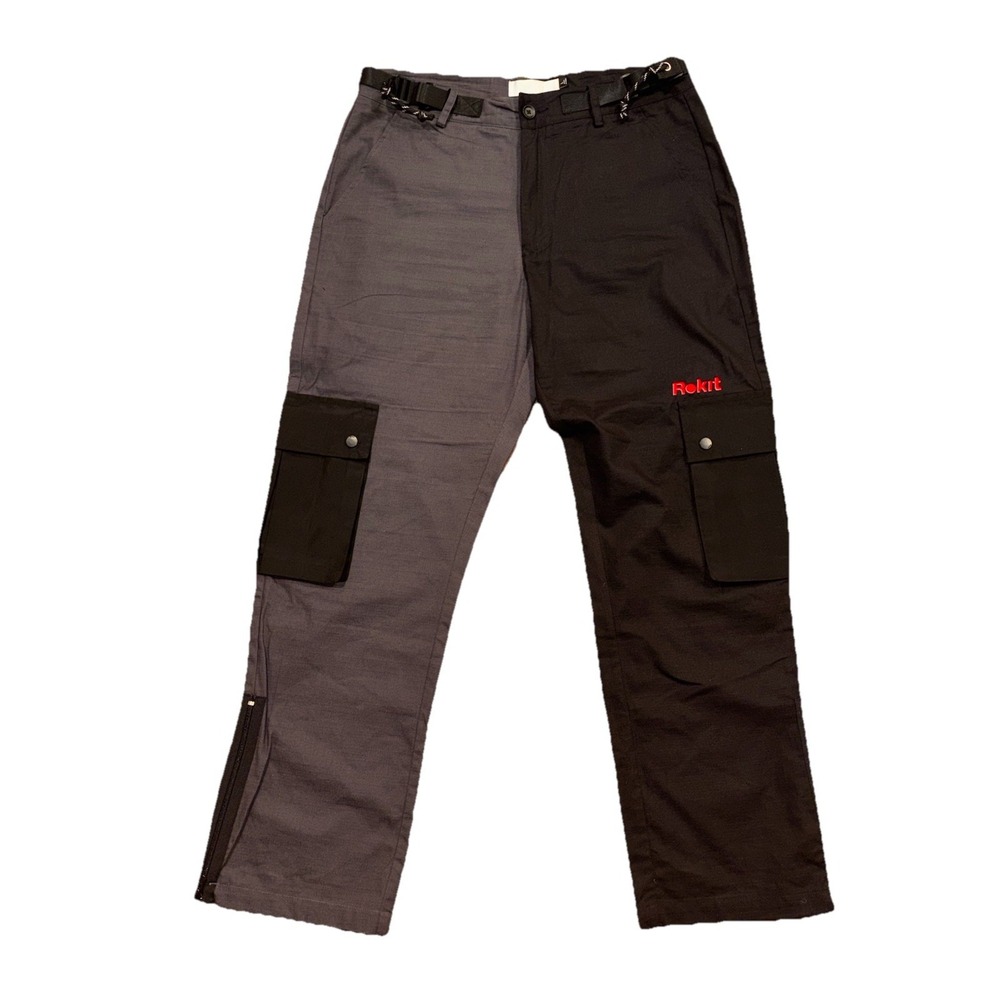 ROKIT Men's Launch 2Tone Black/Gray Rip-Stop Cargo Pants (391-8101), Size Large